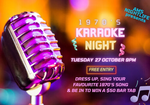 1970's Karaoke Night - Tuesday 27 October 9pm. 