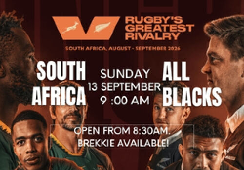 South Africa V All Blacks - Sunday 13 September. 