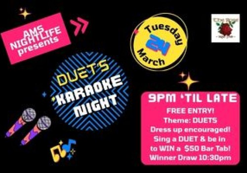 Karaoke Duets Night 24 March 9pm. 